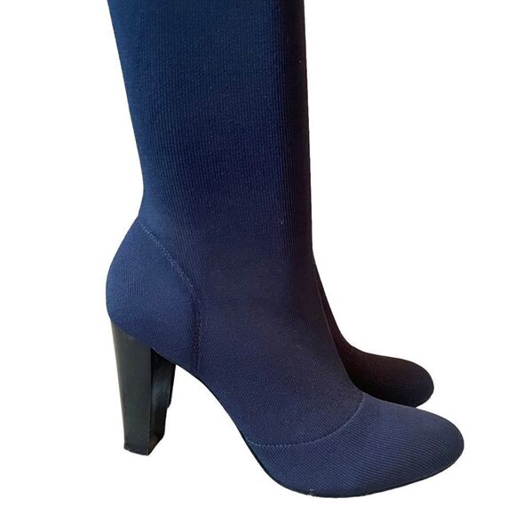 Charles By Charles David Simone Navy Blue Over-The-Knee Stretch Knit Boots - Picture 5 of 16